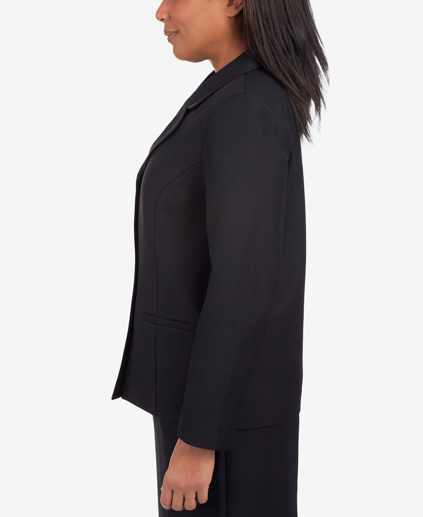 Женская куртка Alfred Dunner Petite Classic Fitted Blazer, цвет: Чёрный — фото 3