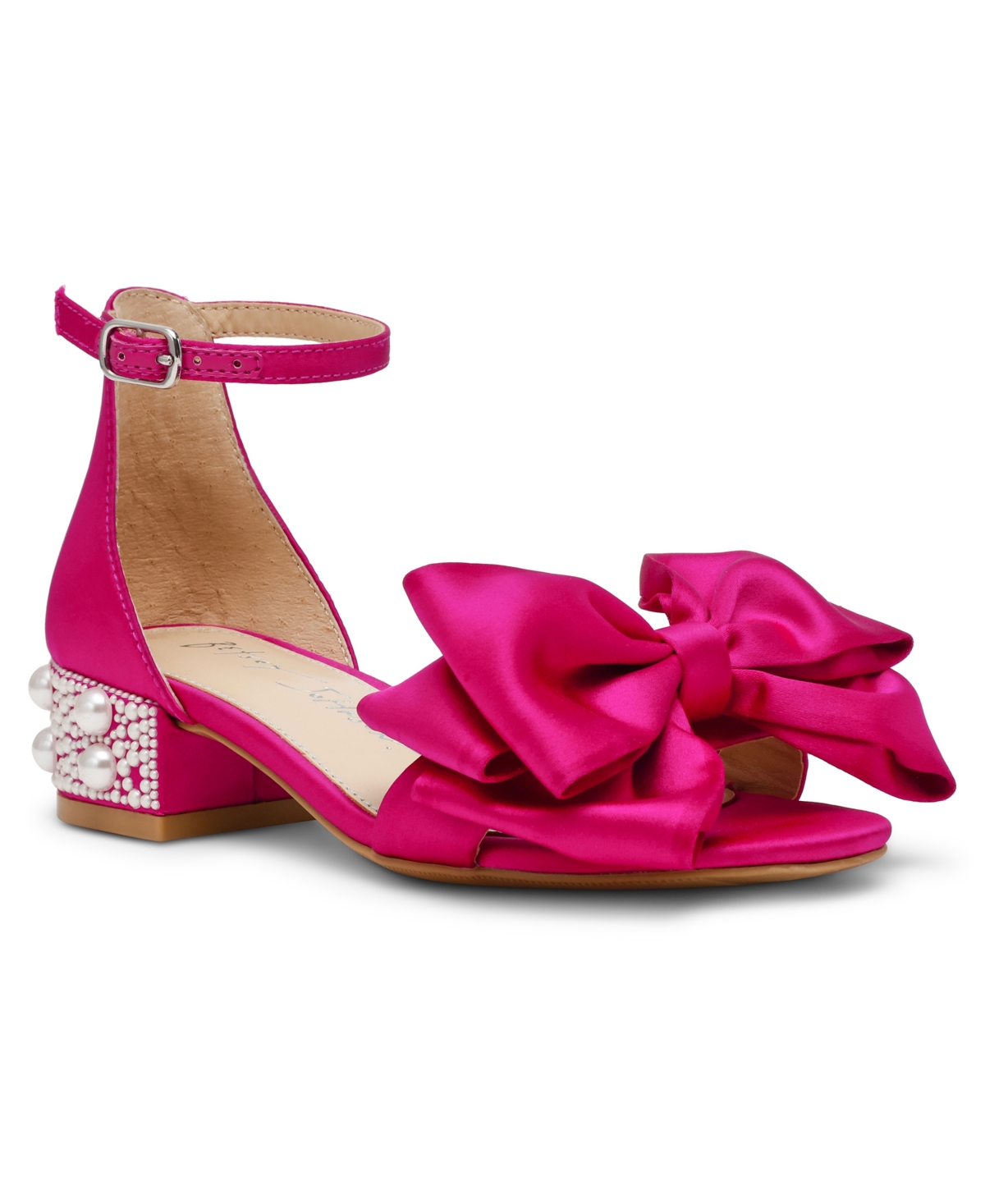 Betsey Johnson Little And Big Girls Lulu Dress Sandal With Pearl Heel In Fuchsia