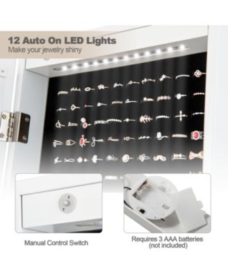 Freestanding Jewelry Cabinet Armoire Organizer with Bevel Edge Mirror