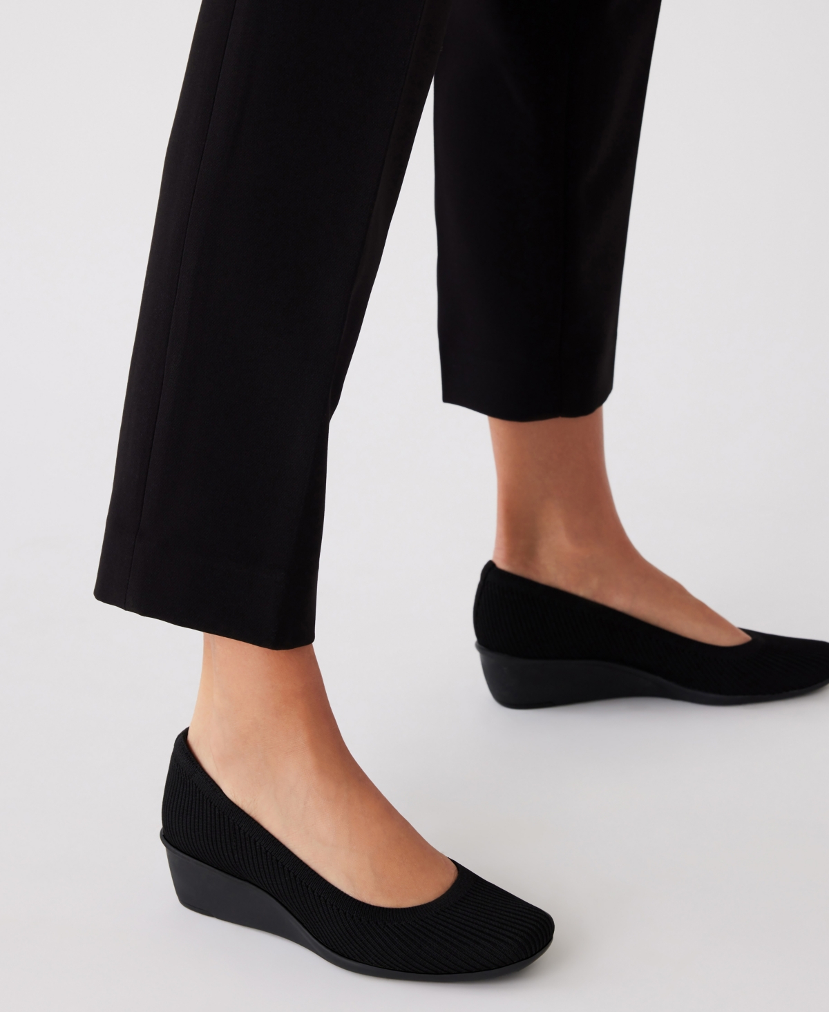 Shop Anne Klein Women's Wisher Wedge Slip On Flats In Black Knit