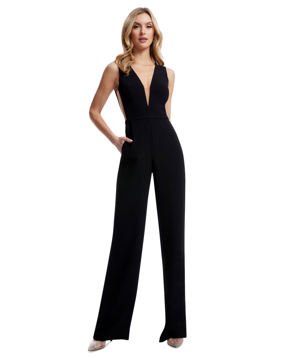 Women's Katrina Plunging-Neck Jumpsuit - Black
