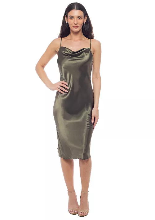 women's satin midi slip dress