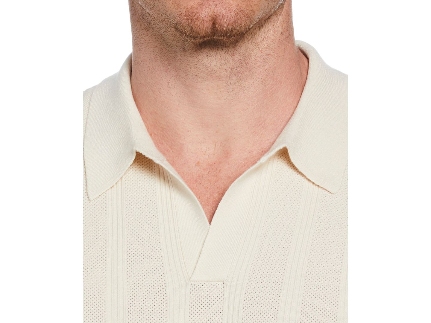 Мужской свитер Perry Ellis Johnny Collar Stripe Polo Sweater, цвет: Берёзовый — фото 2