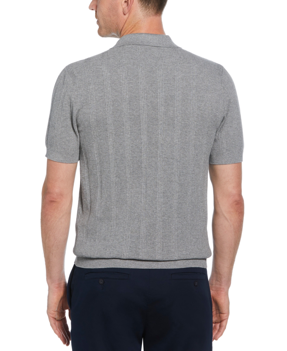 PERRY ELLIS MEN'S JOHNNY COLLAR STRIPE POLO SHIRT 