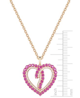 Ruby (3/4 ct. t.w.) & Diamond (1/4 ct. t.w.) Wrap Style Open Heart 18" Pendant Necklace in 14k Gold