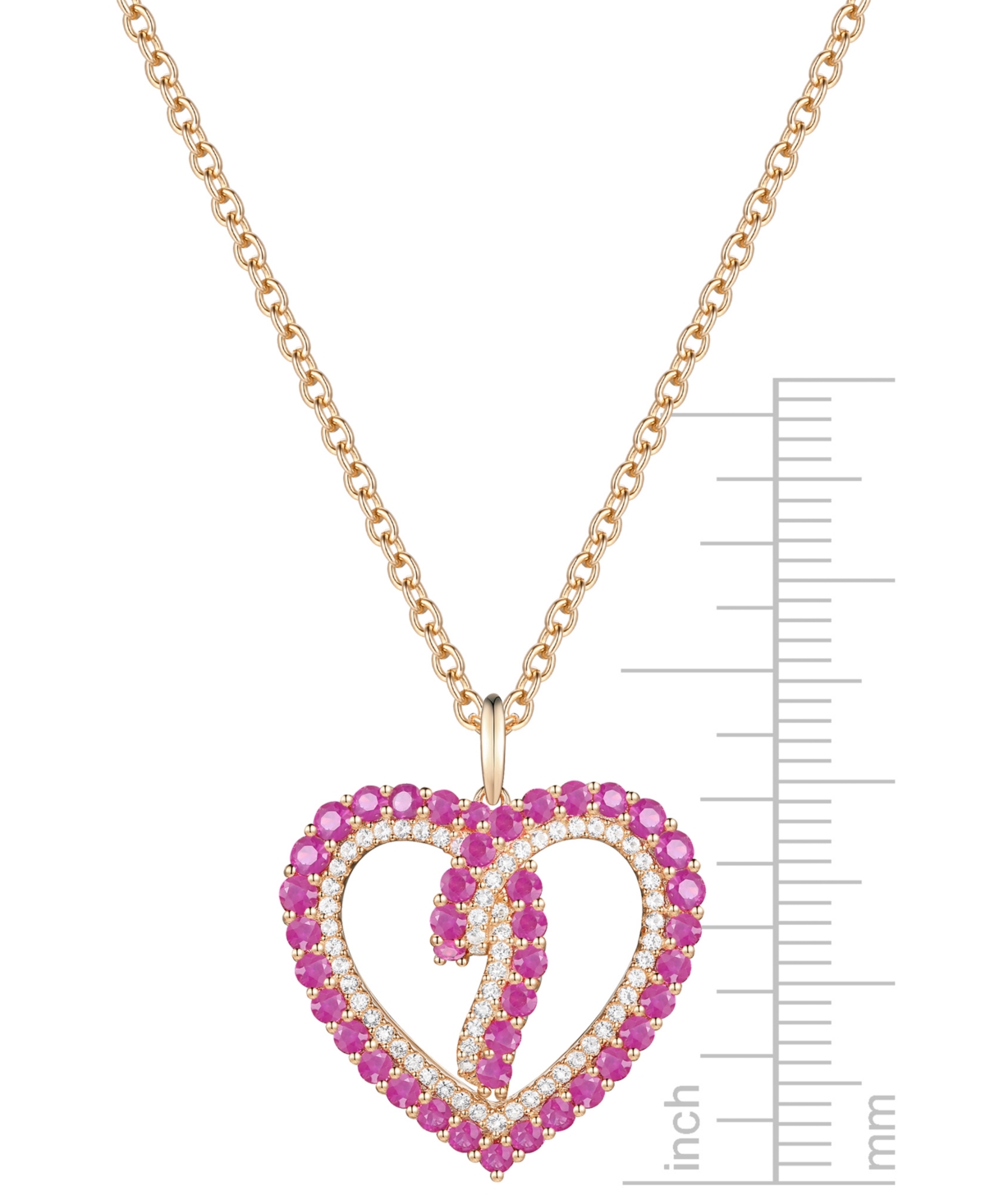 Macy's Ruby (3/4 Ct. T.w.) & Diamond (1/4 Ct. T.w.) Wrap Style Open Heart 18" Pendant Necklace In 14k Gold In Ruby