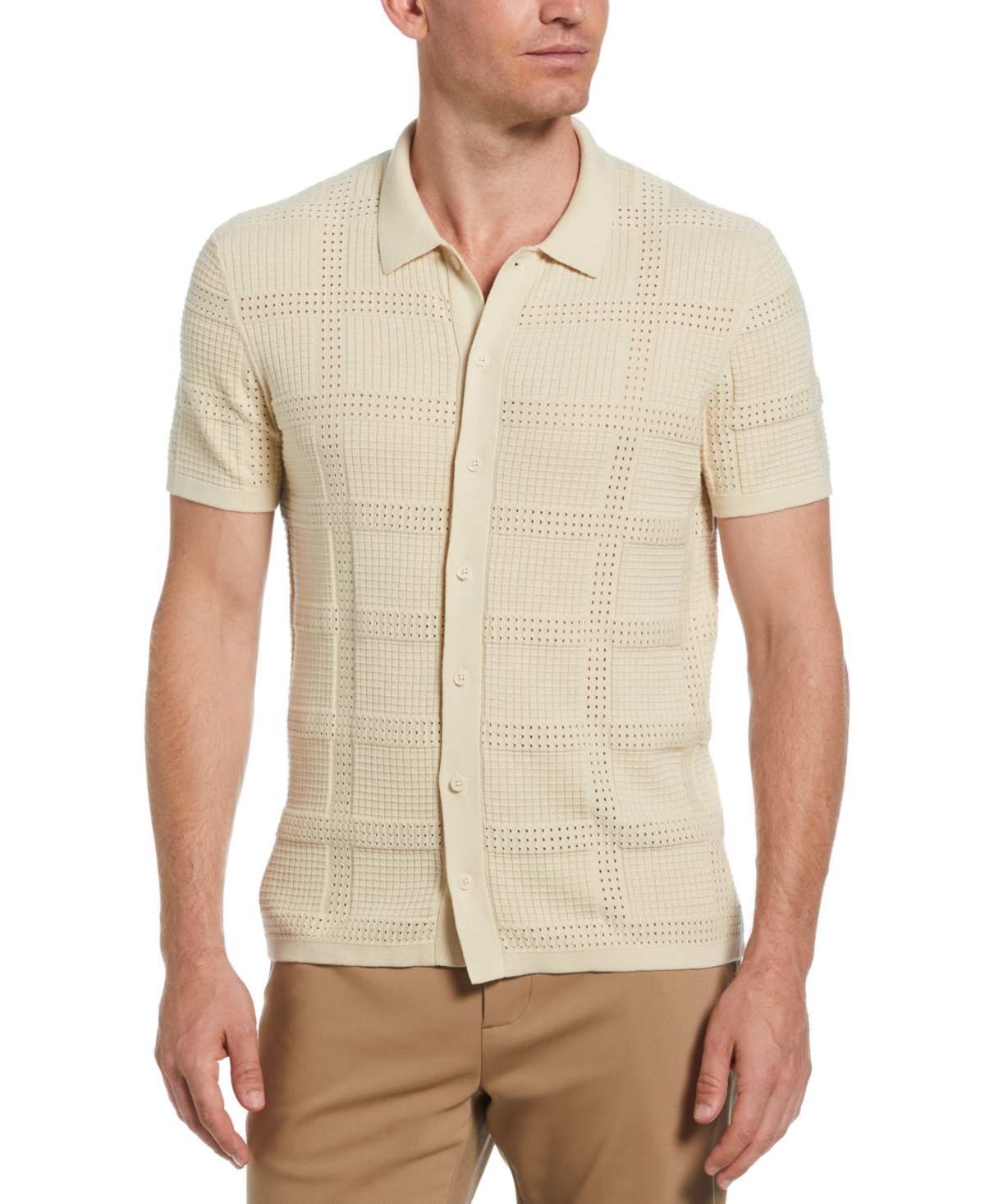 Men's Open Stitch Jacquard Shirt - Castle Wall