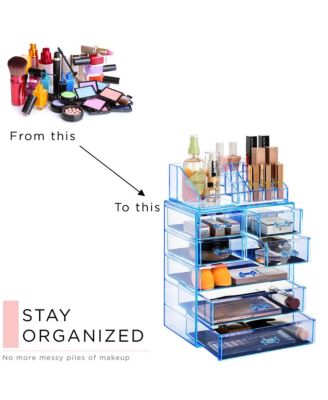 Clear Cosmetic Makeup Organizer Case & Display - Spacious Design - Great for Dresser, Bathroom, Vanity & Countertop
