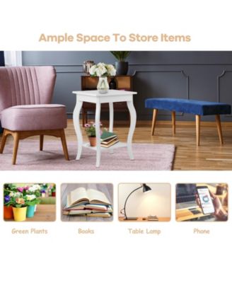 Set of 2 Accent Side Tables with Shelf