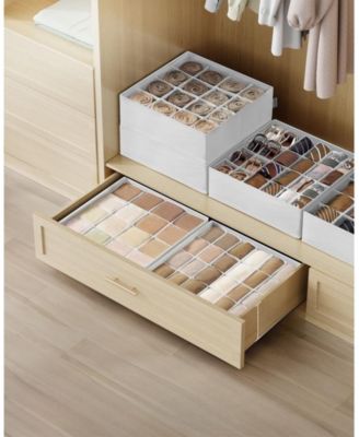 Set of 4 Closet Organizers for Underwear with 80 Cells for Drawer Storage