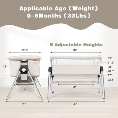 Portable Bedside Bassinet - Adjustable Height & Angle