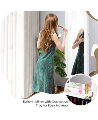 Lockable Wall Door Mounted Mirror Jewelry Cabinet with LED Lights