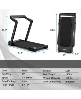 4 HP Folding Treadmill Electric Walking Running Machine w/ Fatigue Button