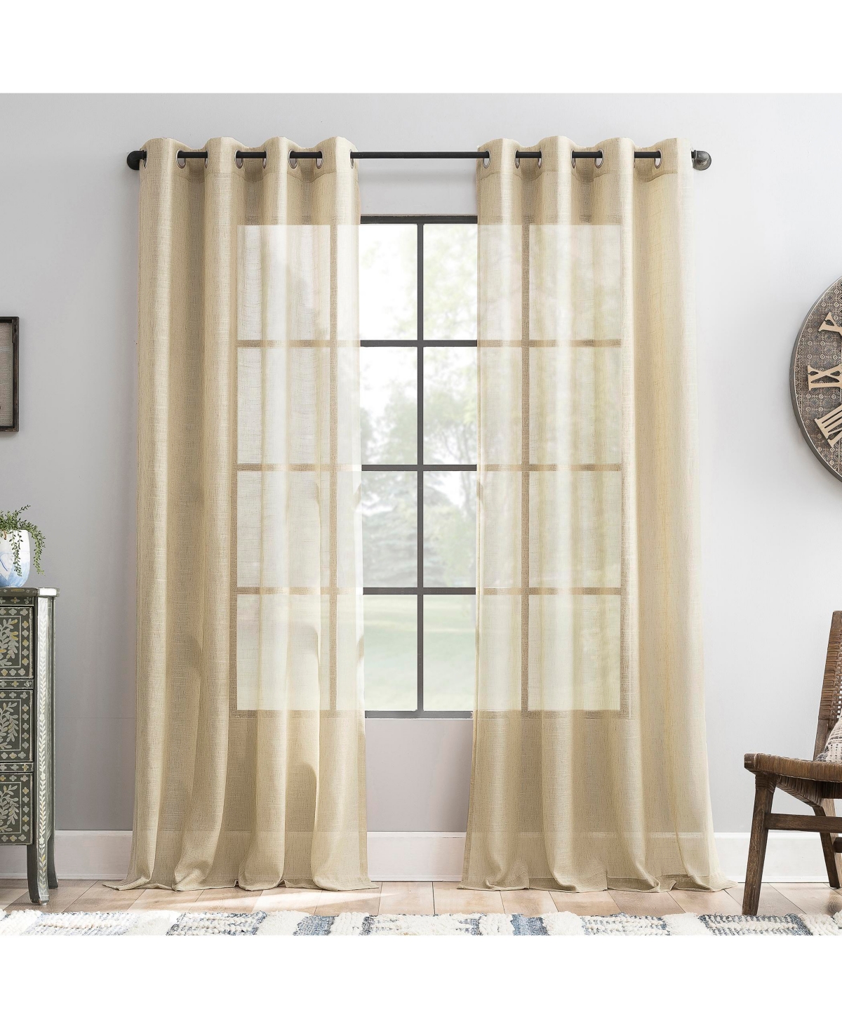 Archaeo Slub Textured Linen Blend Grommet Top Curtain