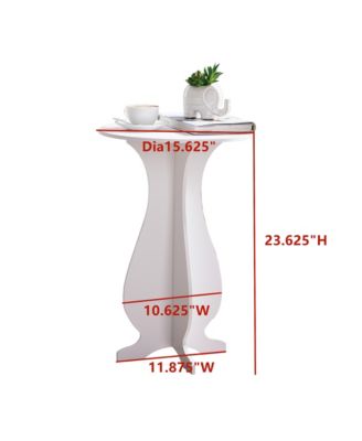 - Carver Side End Table Plant Stand for Living Room, Bedroom, White