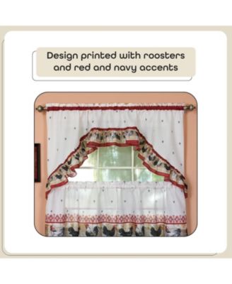 Old Country Rooster Cottage Kitchen Curtain Tier & Swag Set