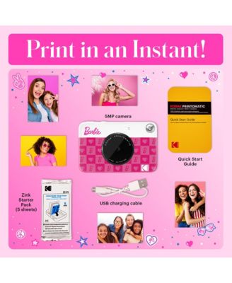 Barbie x Printomatic 2x3 Instant Print Camera, 5MP Portable Instant Camera - Iconic Style