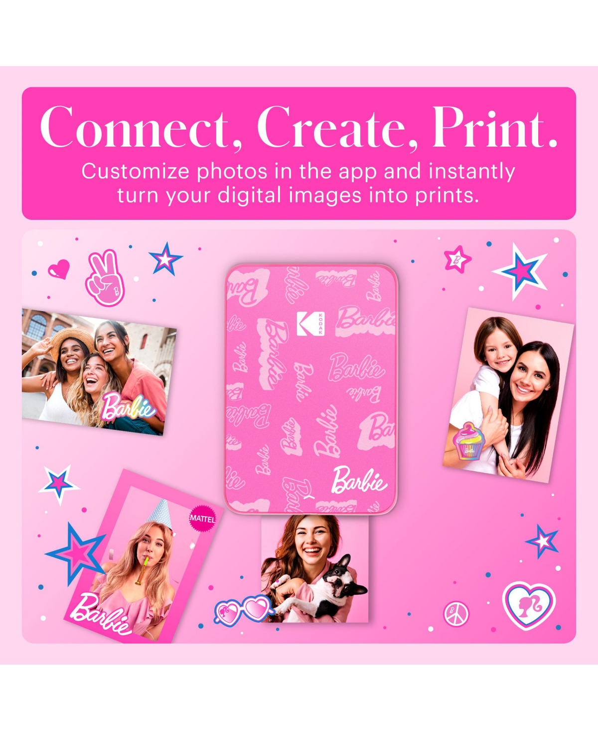Kodak Barbie x Step Slim Wireless Instant Portable Photo Printer, 2x3