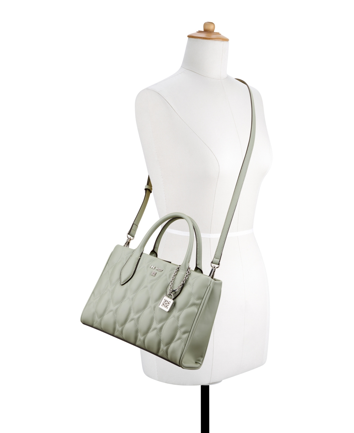 Nine West Designer Rue Medium Satchel Bag In Celadon