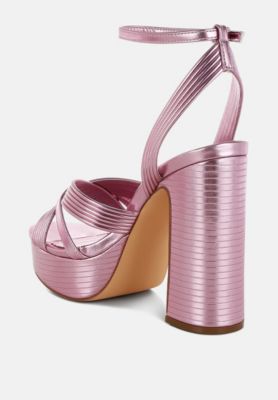 Womens Socialite Metallic Ankle Strap Heel Sandals