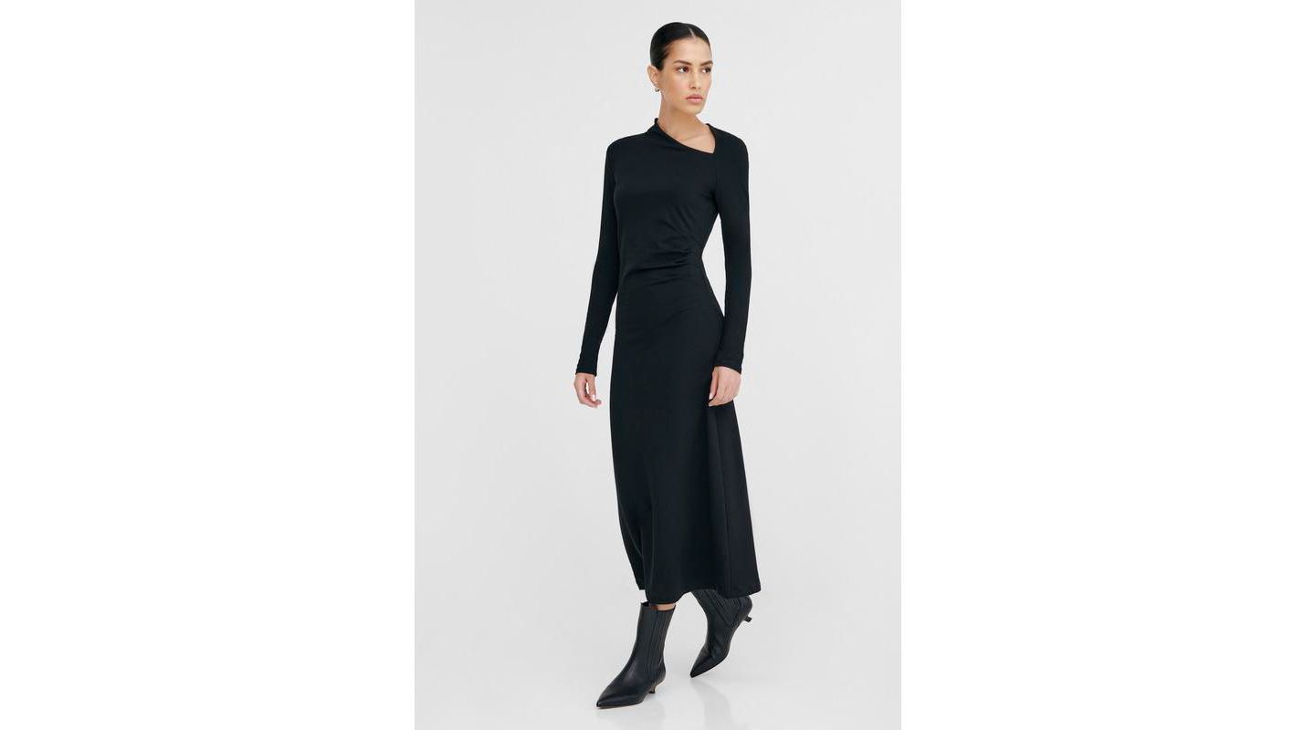 Женское платье Marcella Marla Fitted Bodice A-Line V-Neck Midi with Back Slit, цвет: Чёрный — фото 2