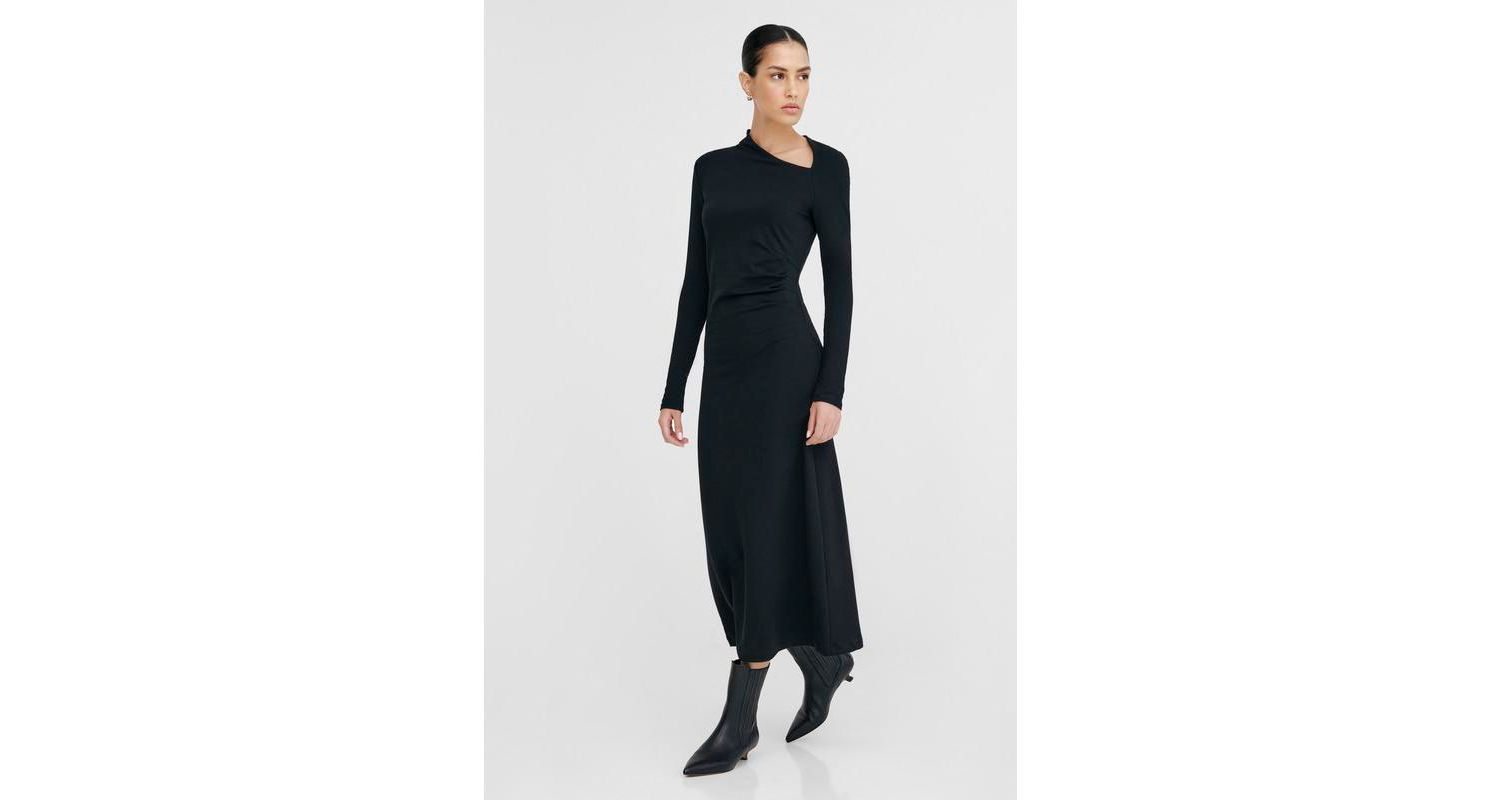 Women's Marla Fitted Bodice A-Line V-Neck Midi Dress with Back Slit