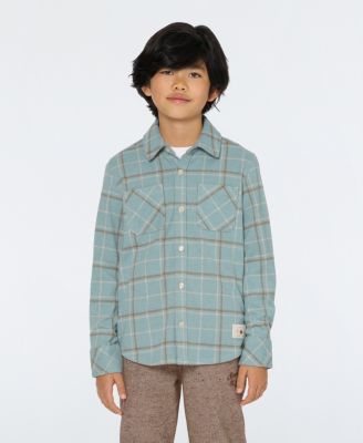 Scotch & Soda Big Boys Yarn Dye Knit Twill Button Up Shirt - Bay Blue