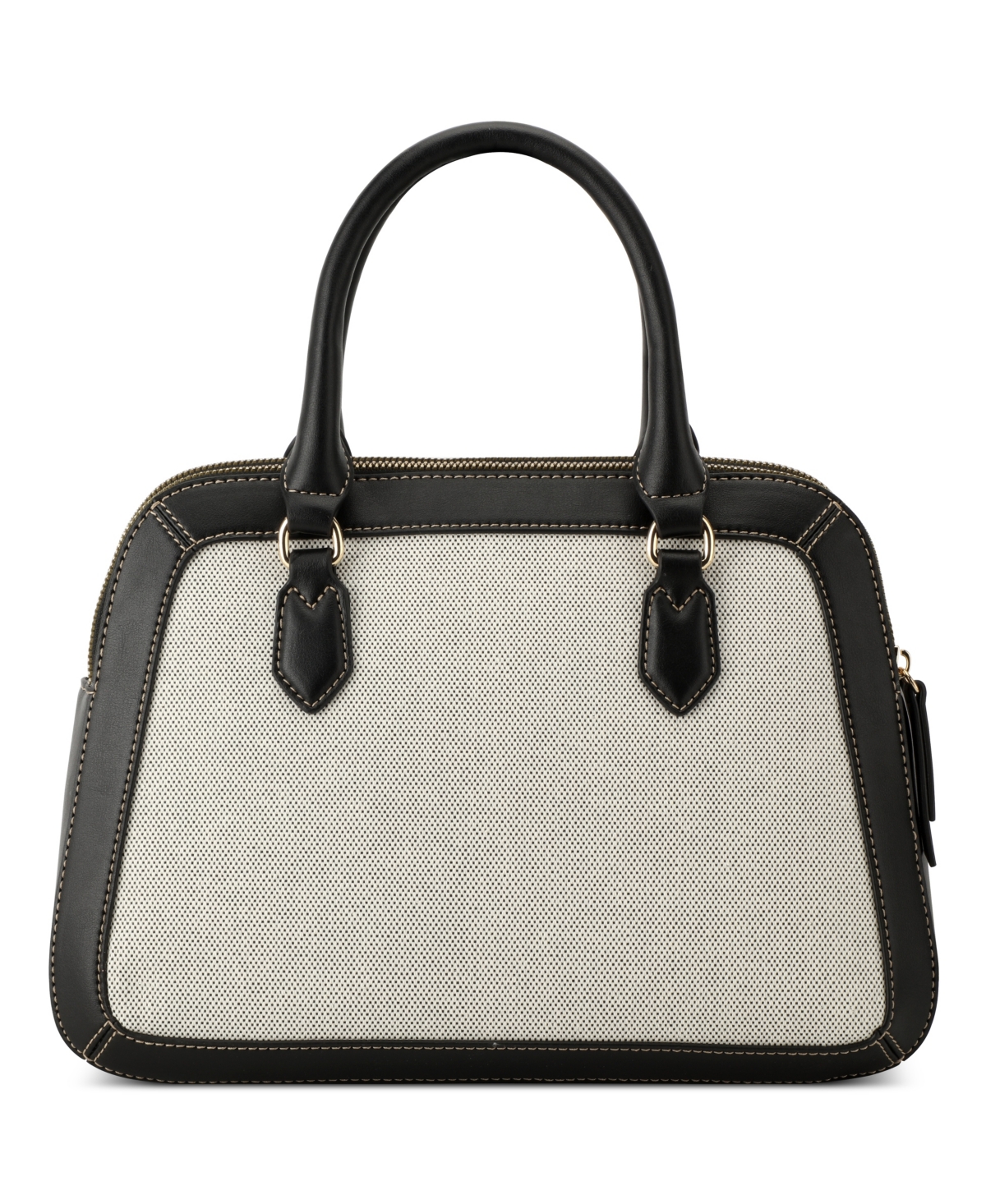 Shop Nine West Designer Cibrina Dome Satchel Bag In Black White Canvas