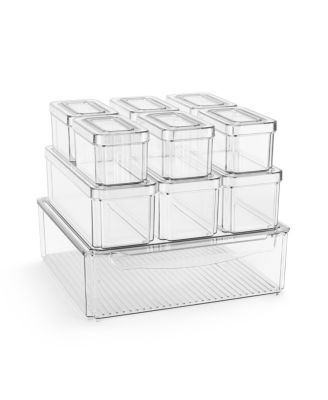 10 Pack Clear Stackable Refrigerator Storage Bins with Lids - Perfect for Kitchen Organization, Pantry and Fridge Storage