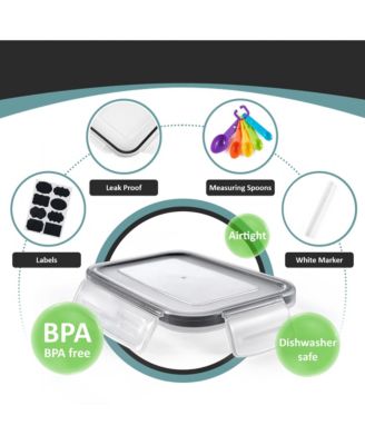 12 Pack Airtight Food Storage Containers, Labels, Marker & Measuring Spoons - Functional Dry Food Organizers for Kitchen, Pantry, and more