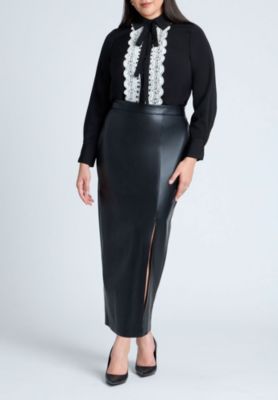 Women's Collared Shirt With Lace-Trimmed Placket