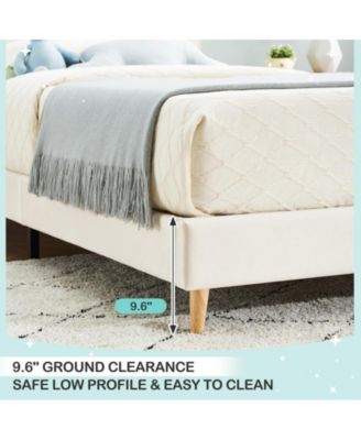 Twin Bed Frame for Boys & Girls, Velvet Upholstered Platform Bed Frame with Headboard, Strong Wooden Slats, Noise-Free,No Box Spring Needed, Easy Assembly