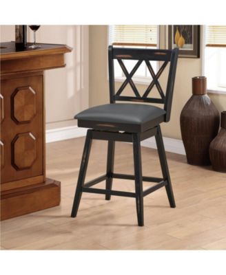 2 Pieces 24 Inch Swivel Counter Height Barstool Set with Rubber Wood Legs