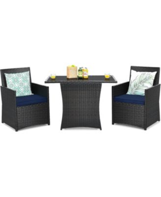 3-Piece Patio Dining Set with PE Rattan and Cushions for Outdoor Living