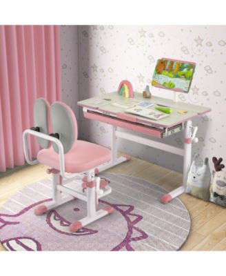Height-Adjustable Kids Desk with Tilt Desktop and Book Stand