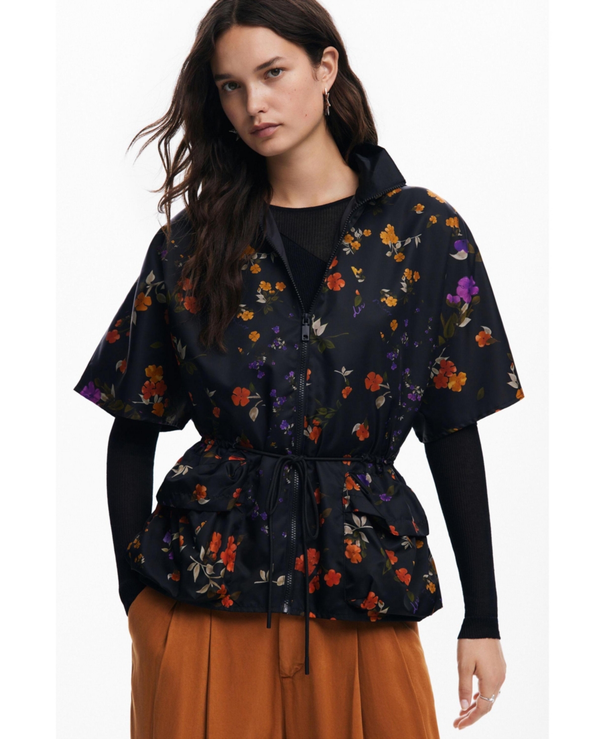 Desigual Women's Petal zipper poncho