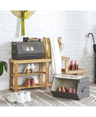 Stackable Storage Bins with Clear Windows, Magnetic Lid, and Side Handles for Easy Access Set of 2