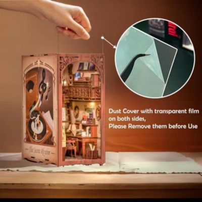DIY Book Nook Kit, Bookshelf Insert Decor DIY Miniature Music House Dollhouse Kit for Adults and Teens, Booknook Model Build Creativity Gift Kit with LED Light (The Secret Rhythm