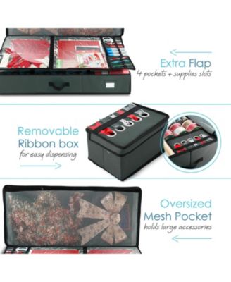 Premium Holiday Gift Wrapping Paper & Accessories Storage Organizer Box