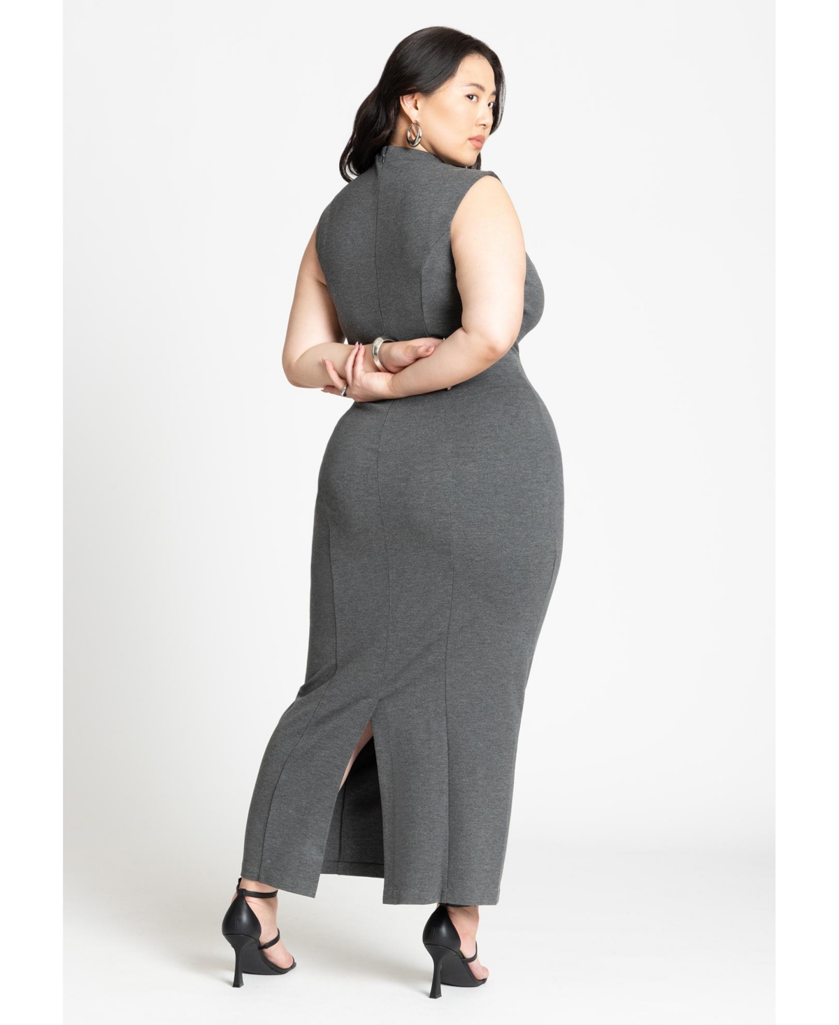 Eloquii Women's Plus Size Mock Neck Stich Detail Dress