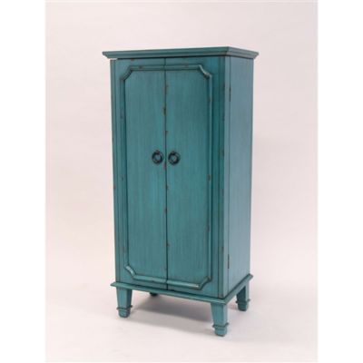 Vintage Hand Painted Jewelry Armoire with Antique Drawer Pulls