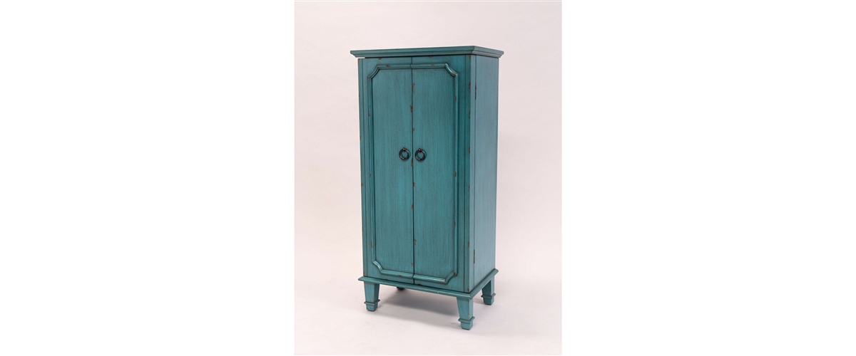 Slickblue Vintage Hand Painted Jewelry Armoire with Antique Drawer Pulls