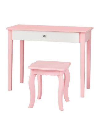 Kids Princess Make Up Dressing Table with Tri-folding Mirror and Chair