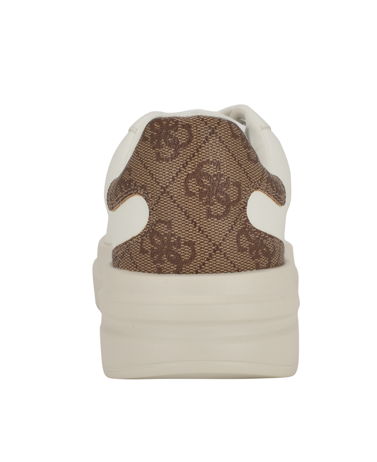 Guess Women's Elbina Contrast Heel Lace-up Sneakers In White,medium Brown Logo