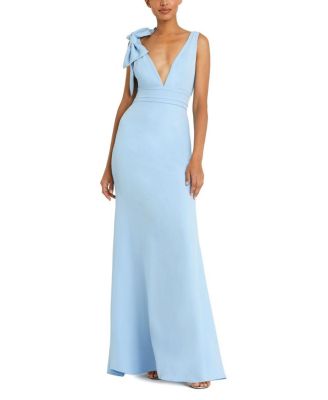 Women's Sleeveless V Neck Bow Detail Mermaid Gown