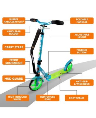 Renegade Kick Scooters for Kids Teenagers Adults- 2 Wheel Kids Scooter with Adjustable T-Bar Handlebar - Alloy Anti-Slip Deck - Portable Folding Scooters for Kids with Carrying Strap