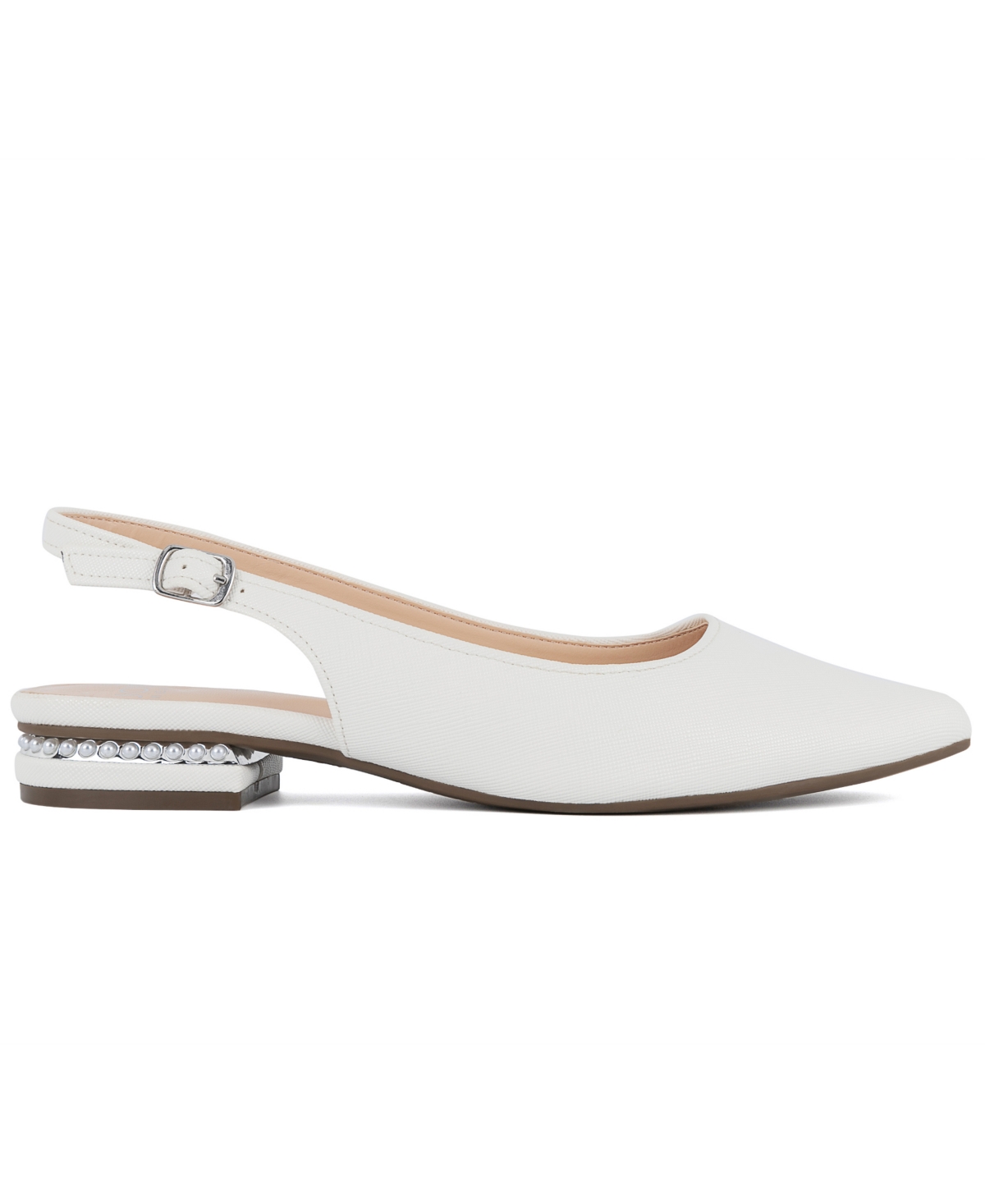 Jones New York Women's Quilsa Pointed Toe Slingback Flats In White