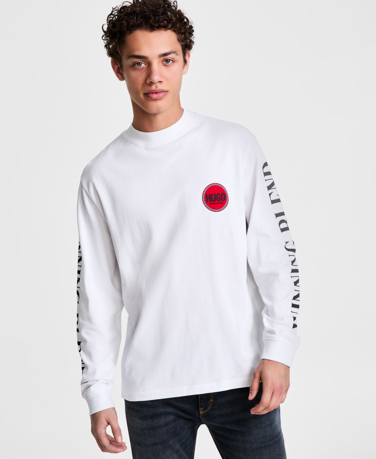 Hugo Boss Men's Dicruse Relaxed Fit Long Sleeve T-shirt In White
