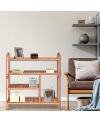 4 Tiers Multifunction Bamboo Storage Shoe Rack for Entryway Hallway