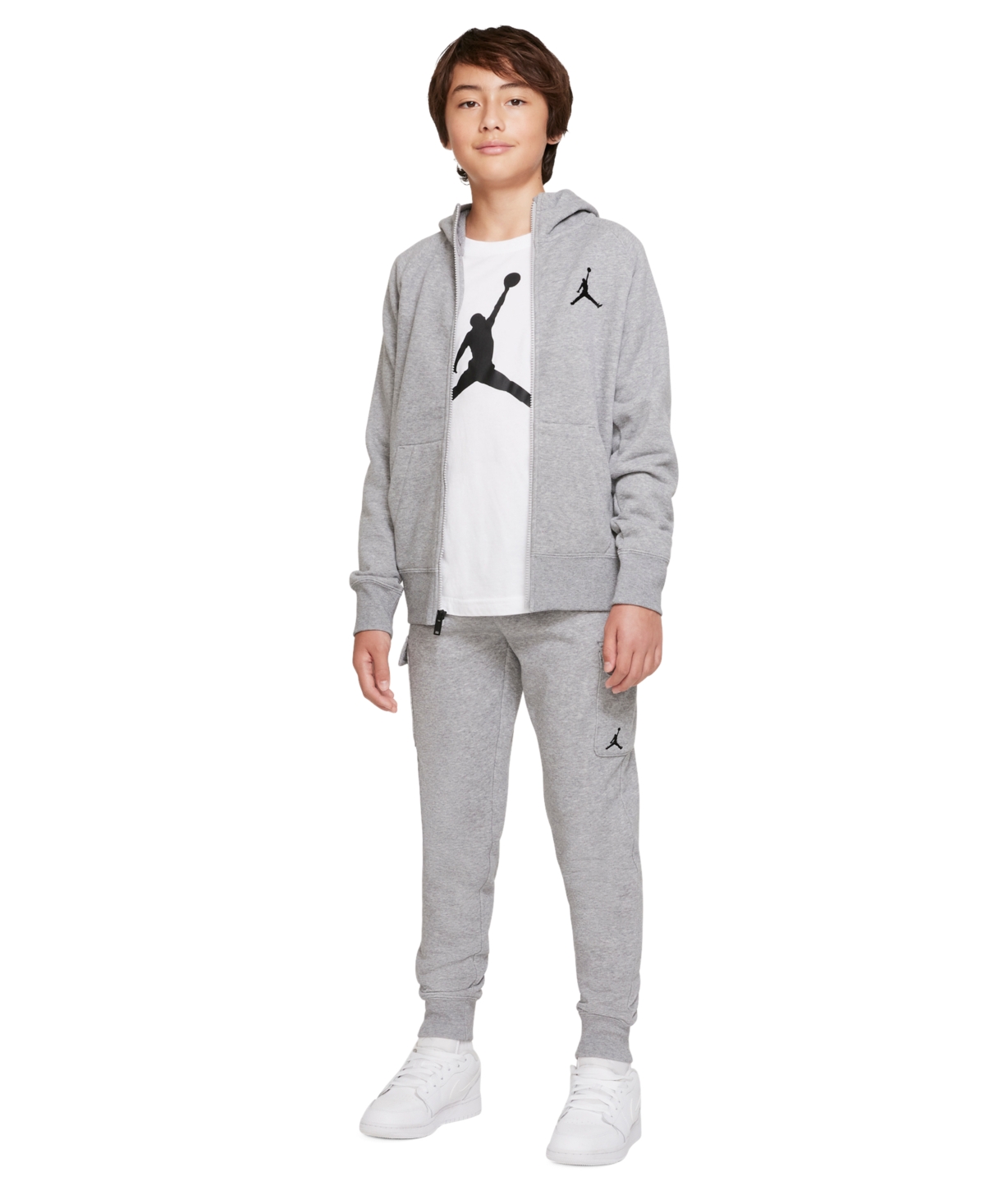 Jordan Big Boys Fleece Cargo Pants In Carbon Heather